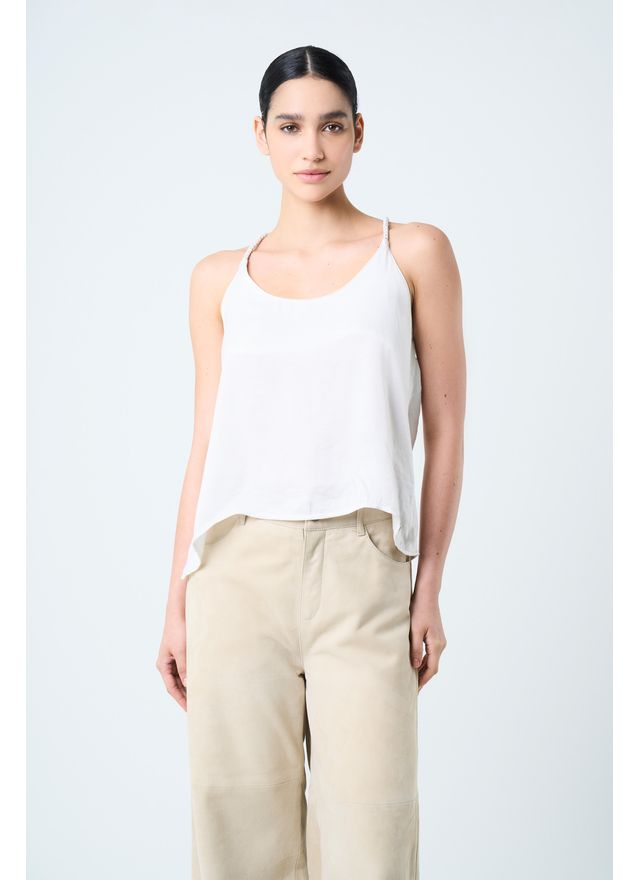 Camisa Aurora de tiras en tejido plano para mujer detalle millaré