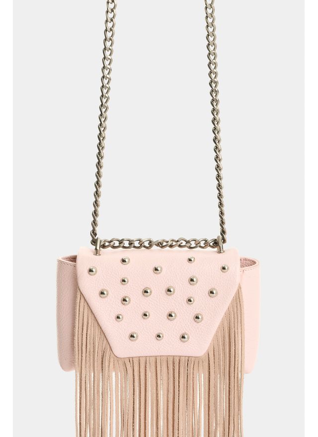 Bandolera mini Lili de cuero con flecos y taches para mujer