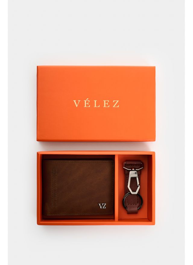 Kit Billetera + llavero de cuero para hombre Brand 2