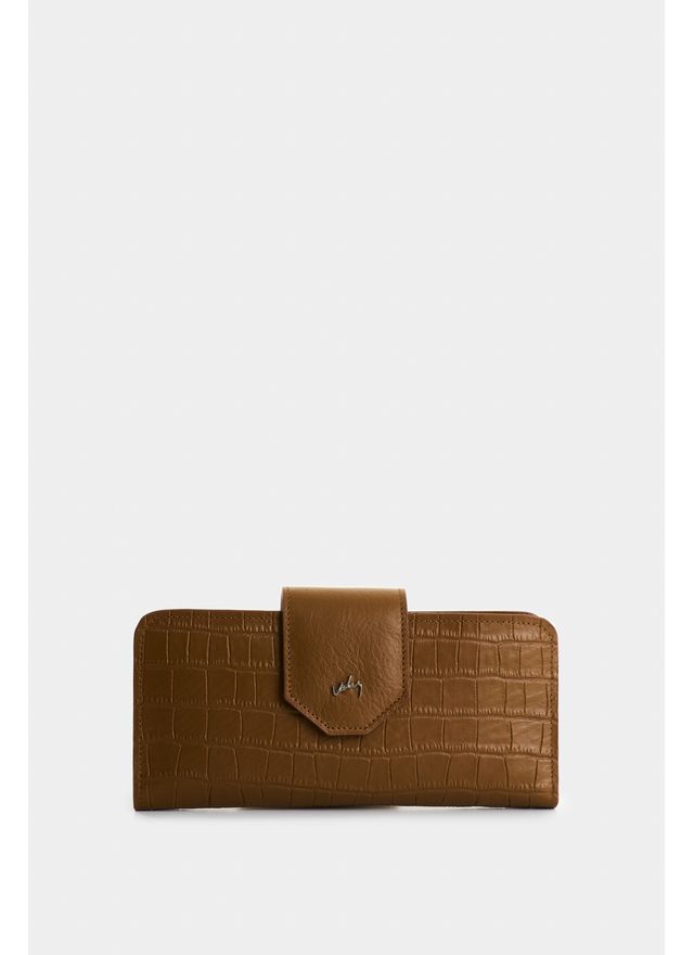 Billetera Porta chequera Extravaganza de cuero para mujer grabado