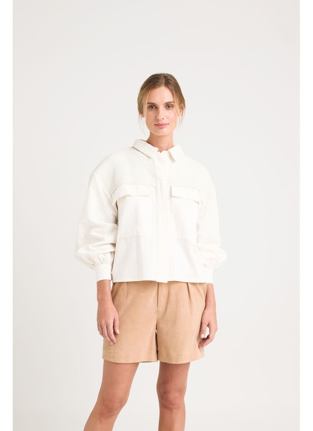 Chaqueta oversized iris en lino para mujer almilla tejida