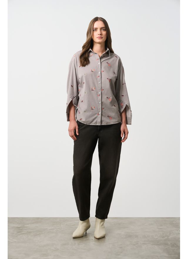 Camisa manga larga Flower para mujer