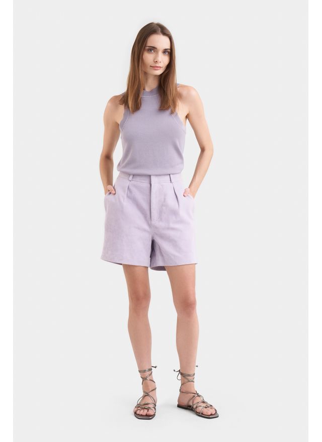 Short ciboria de cuero gamuza para mujer tiro alto