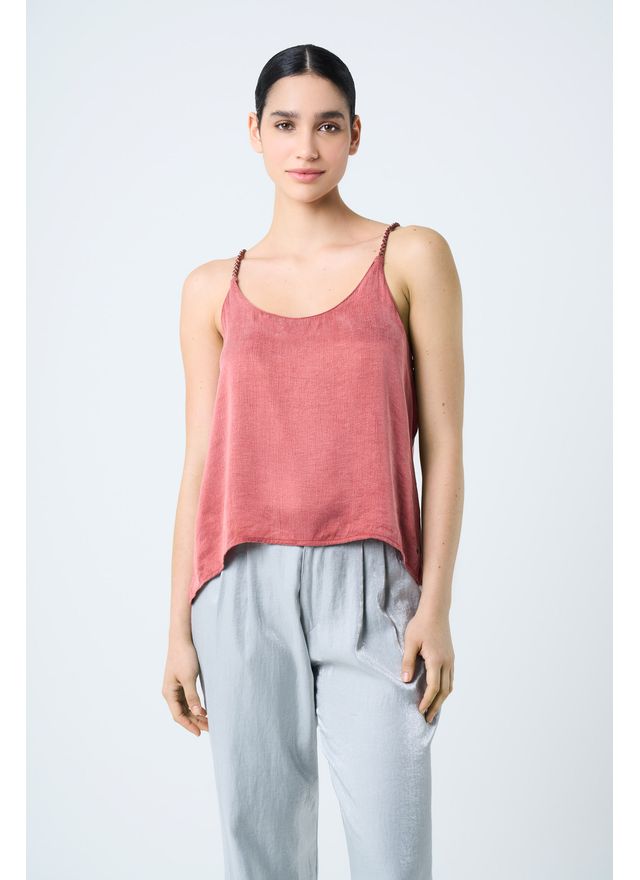 Camisa Aurora de tiras en tejido plano para mujer detalle millaré